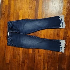 Articles of Society Women's High Rise  Tie Dye Hem Cropped Jeans